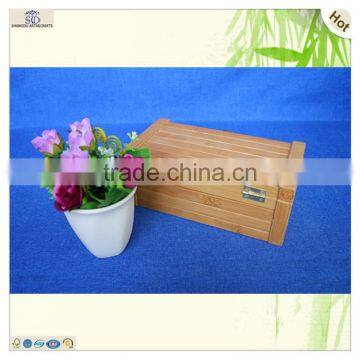Single Space Rectangle Lock Hinged Bamboo Wooden Box photo-3