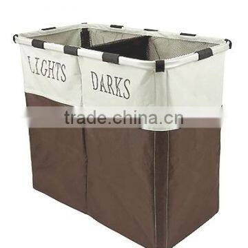 Oxford Cloth Double Compartments Basket Foldable Laundry Hamper Washable Laundry Basket photo-2