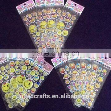 EMOJI SMILEY FACE childrens Puffy PVC Stickers 12 Packs 3 Different 4 Of Each