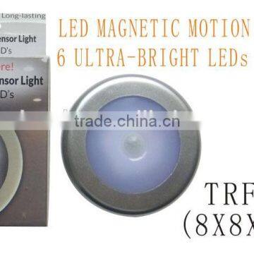 Round shape magnetic motion sensor light 6 LEDs emergency light