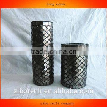 Cylinder Shape Brown Mosaic Long Vases