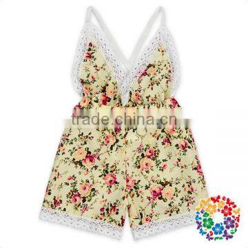 Newborn Baby Girls Sleeveless Backless Floral Romper photo-2