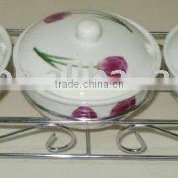 Ceramic Salt Jar With Stainless Steel Stand photo-2