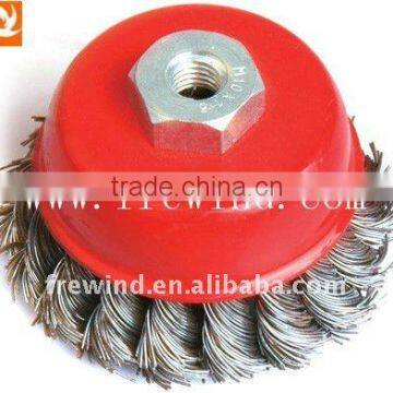 3" twisted knot wire bowl brush with nut,made in China