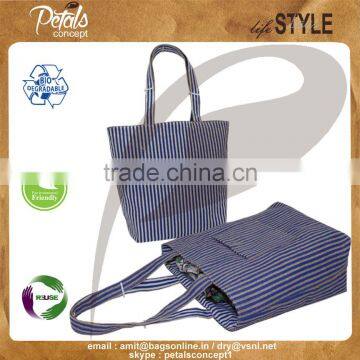 Stripe Print Reversible Grocery Bag photo-2