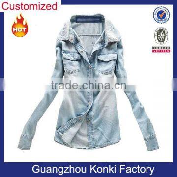 custom long sleeve wholesale jeans shirts