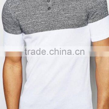 Custom Fashion Short Sleeve Button Placket White Grey Contrast Men's 100% Cotton Pique Pre Shrink Slim Fit Casual Polo Shirt photo-3