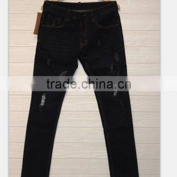 GZY 2017 New classical embroidery patch style man's jeans pent damaged jeans stock