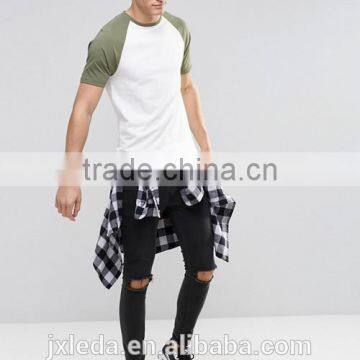 Wholesale Men Contrast Raglan Short Sleeves Muscle Tight Fit T-shirt photo-4