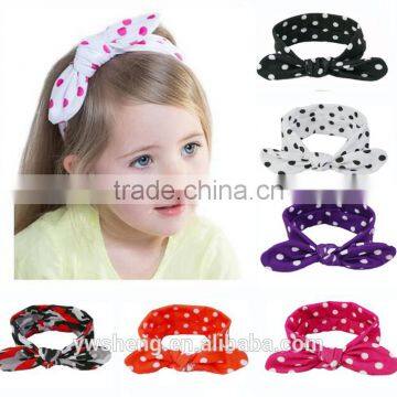 Wholesale 2016 New children rabbit ear baby girl polka dot hair bow headband