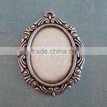 Fancy Silver Rectangle Frame Gemstone Setting Rectangle Bezel Charm photo-5