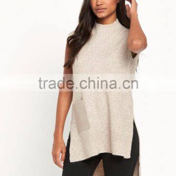 Cold Shoulder Draped Waterfall Front Knitwear Long Line Design Knitwear