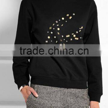 Embellished Cotton-jersey Pullover Sweatshirt Without Hood photo-2