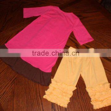 Fashion Baby Outfit Soft Cotton Girls Fall Boutique Sets Plain White Ruffle Top Polka Dot Pant Set Clothes photo-4