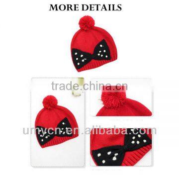 2014 Winter girl decorative red knit headwear