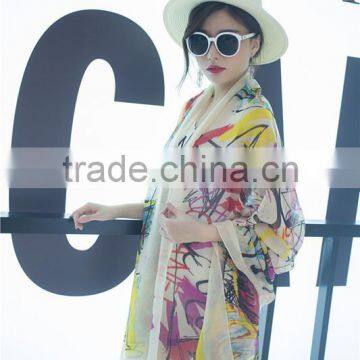 2016 Women Winter Long Scarf Shawl Spring Autumn Female Blue Silk Scarves Printed Summer Silk Beach Cover photo-3