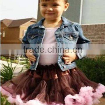 2014 Hot Super Fluffy Girls Party Dance Chocolate Pettiskirts Ballet Girls Ruffled Tutu Fluffy Chiffon Soft Summer Pettiskirts