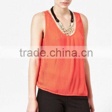 Chiffon Pleated Crepe Vest Top