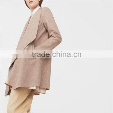 Grey and Medium Brown Unstructured Design Welt Pockets Wide Lapels Wool Coat photo-3