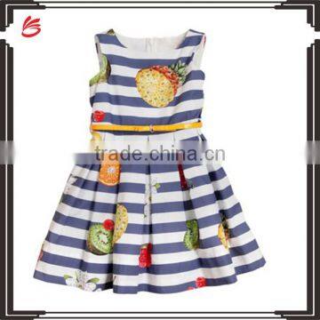 2017 latest design silk skirt children model print with fruits skirt