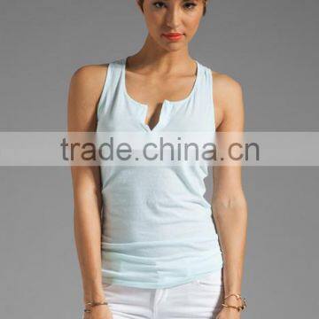 100% cotton split v neck tanks