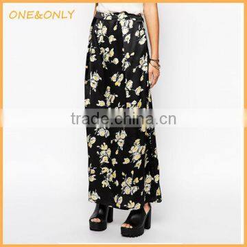 Women Floral Print Long Skirt Chiffon