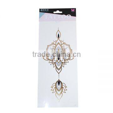 Paper Removable Waterproof Temporary Sternum Tattoo Sticker Body Art Golden Flower Pattern Temporary Tattoo Transfer Paper