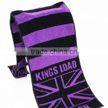 100% cotton yarn dyed jacquard woven logo gym towels