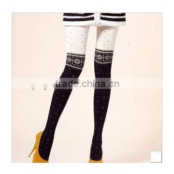 Knitted Nordic Snowflake Insulated High Quality Sheer Pantyhose Celebrity Winter Thick Warm Knit Cotton Girls Women Tights