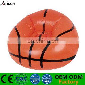 PVC inflatable round basketball printed arm sofa arm chair for adults and kids