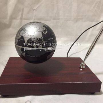 Rectangle Red Wooden Base Floating Globe With a Pen photo-3