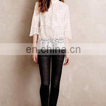 OEM Wholesale Fashion Lady Top/ Lace Composition Blouse photo-3