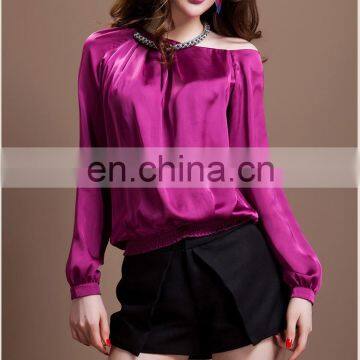 2014 new arrival fashion new design fashion women long sleeve silk blouse