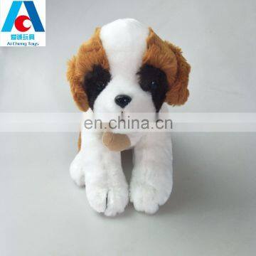 Lovely 20cm Switzerland plush Saint Bernard dog toys with barrel custom logo