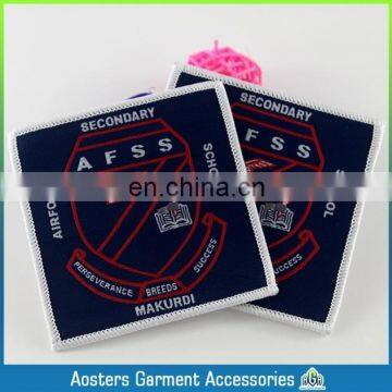 beatiful square black background school woven badge customized cheap woven badge for uniform