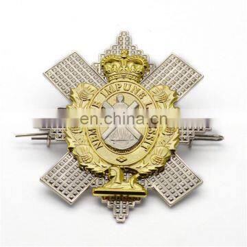 custom metal religious crown cap badge