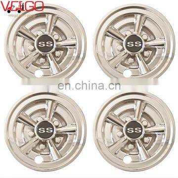 NEW 8" Chrome Golf Cart SS Wheel Covers Hub Caps -Set of 4