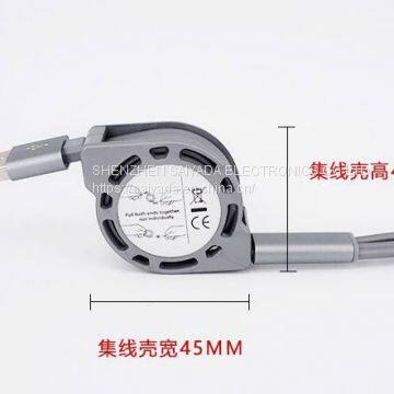 USB Cable LOGO Printed Stretch One Tow Three Data Cable Type-c Customized 2a Three-in-one Charging Cable Android Apple Universal Quick Charging Cable photo-2