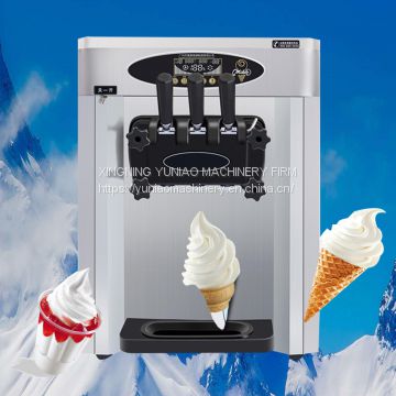 Commercial desktop soft ice cream machine ice cream machine cone machine three head in China   WT/8613824555378