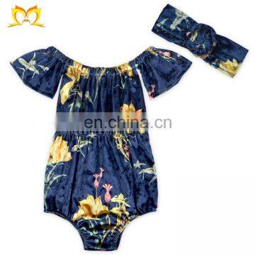 Girl Valentine's Crushed Velvet Playsuit Baby Boho Off Shoulder Jumpsuit Baby Boutique Wholesale photo-5