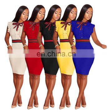 Low Price Best Seller  Women Casual Sexy Bodycon Sleeveless Dress Lady Formal Offical Pencil Dress