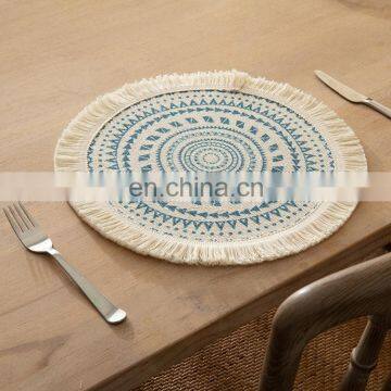 Boho Home Kitchen Decor Accept Low MOQ Custom Printed Woven Round Placemats Table Mat With Tassels photo-6