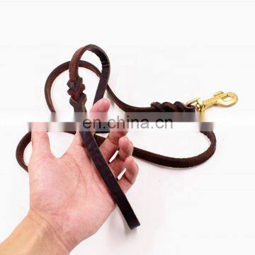 Wholesale Double Handle Dog Leash Copper Hook Leather Rope Dual Pet Leash