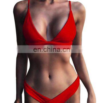 Solid color swimsuit Brazilian style Amazon new chest pad swimsuit