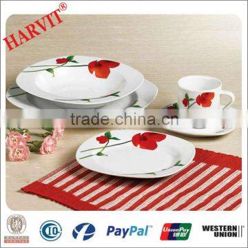 30 Pieces Color Dinnerware Set Square Shape