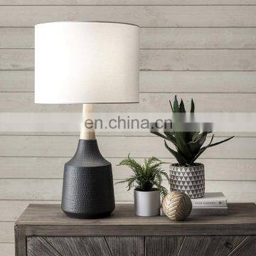 Japan Style Simple Modern Desk Lamps Custom Ceramic Base Matte Black Table Lamps for Hotel Bedside photo-6