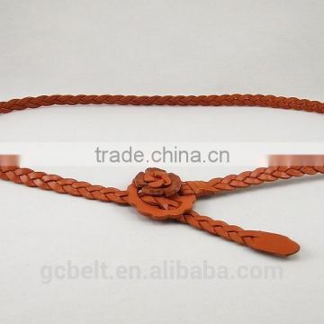 1.5cm leather braided belt for woman's cloth