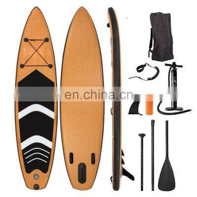 Bestselling Wood Grain Inflatable Surfboard Adult Standing Water Paddle Board Wood Grain Water Ski Board