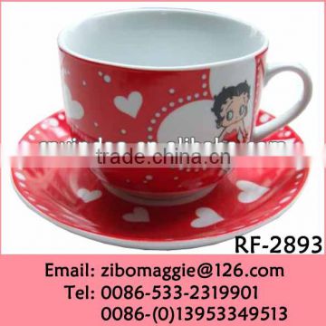 2015 Hot Sale Custom Print Porcelain Bulk Coffee Cups and Saucers Cheap for Tableware