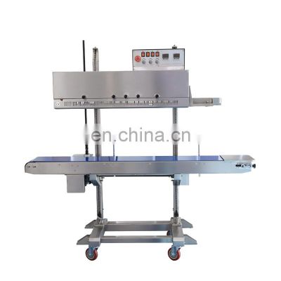 FRM-1370LD Hualian Vertical Double Heat Heating Food Plastic Bag Seal Continuous Band Sealer Sealing Machine